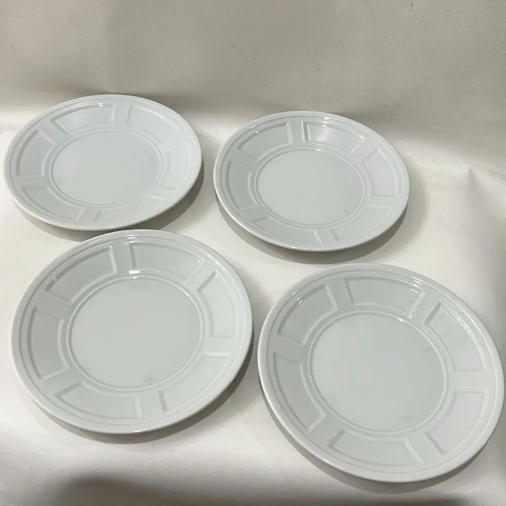 French White Porcelain 6 1/2 In Bread & Butter Salad Plates Saucers Set Of 4